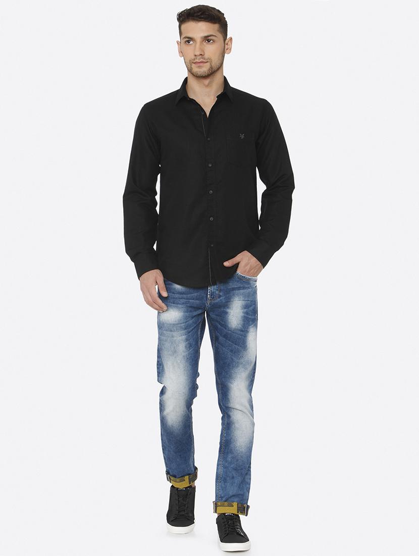black solid linen casual shirt - 16358176 - Zoom Image - 4
