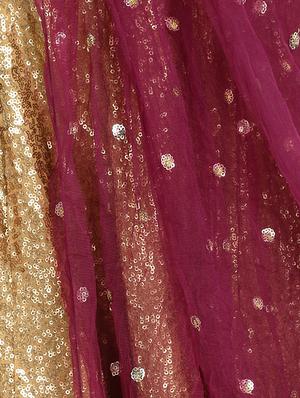 gold wine lehenga - 16358795 - Standard Image - 4