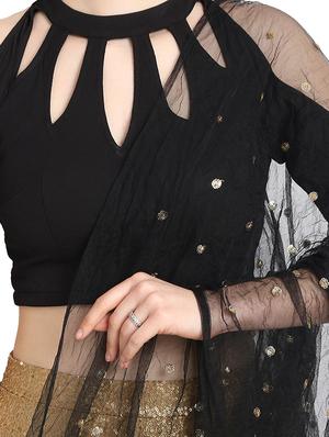 gold key hole lehenga - 16358797 - Standard Image - 4