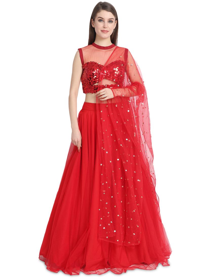 sequins a-line lehenga - 16358803 - Zoom Image - 4