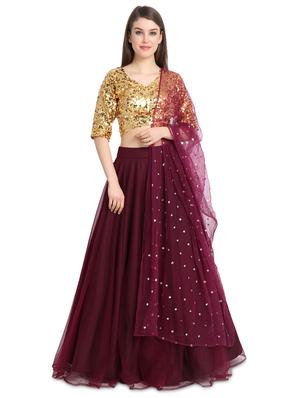 sequins a-line lehenga - 16358808 - Standard Image - 4