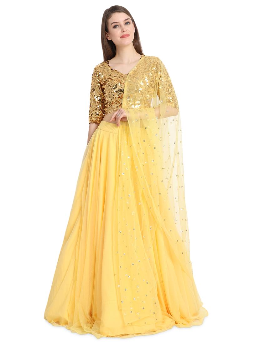sequins a-line lehenga - 16358815 - Zoom Image - 4