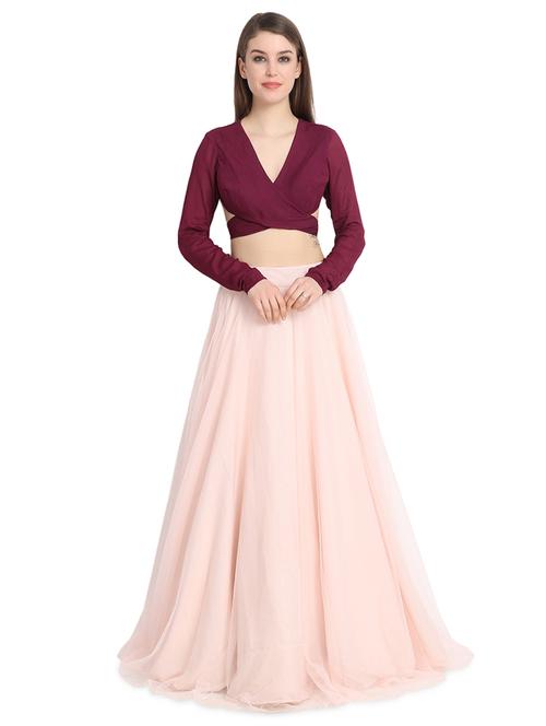 criss cross lehenga - 16358819 - Standard Image - 1