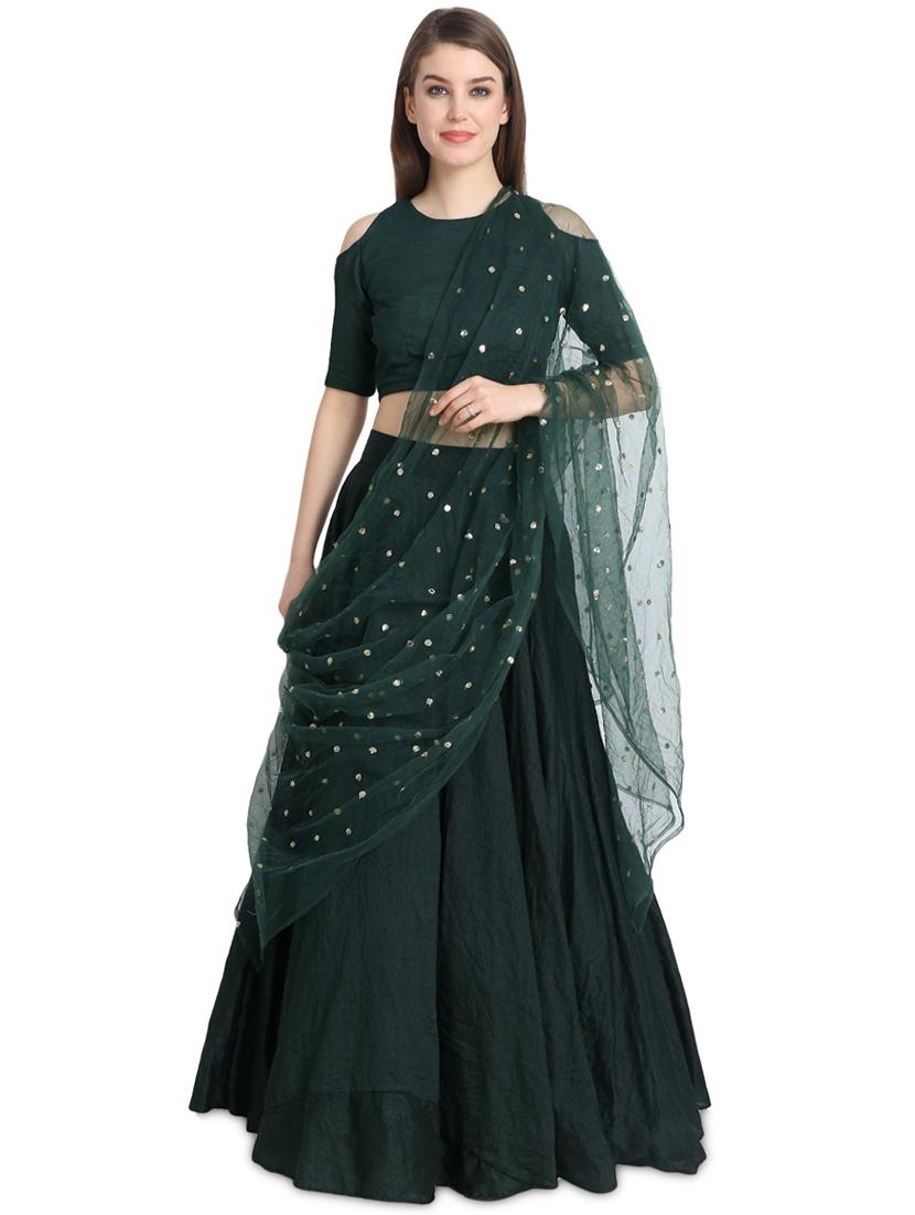 cold shoulder a-line lehenga - 16358826 - Zoom Image - 4