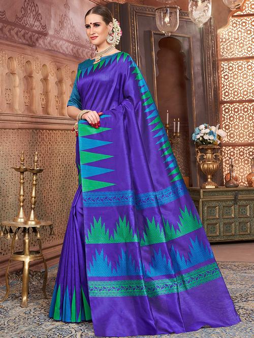 geometric woven saree with blouse - 16362315 - Standard Image - 1