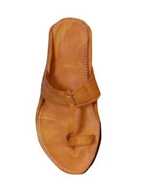 tan leatherette slip on slippers - 16365414 - Standard Image - 4