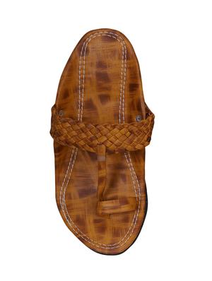 tan leatherette slip on slippers - 16365415 - Standard Image - 4