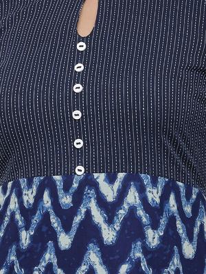 indigo a-line kurta - 16366456 - Standard Image - 4