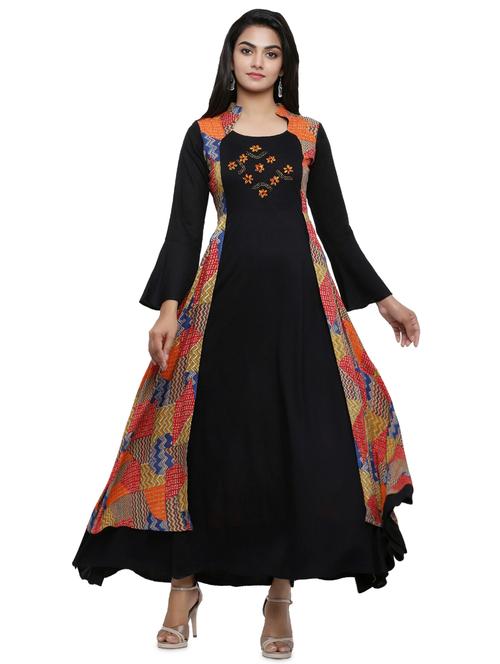 embroidered layered ethnic dress - 16366475 - Very Small Image - 1