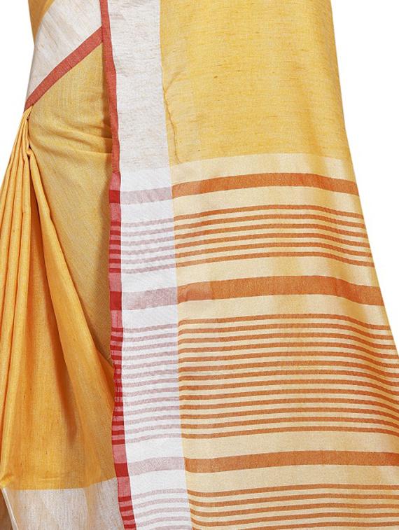 stripes pallu plain saree with blouse - 16367979 - Zoom Image - 4