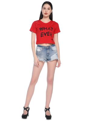 ladder ripped quirky text crop tee - 16368782 - Standard Image - 4