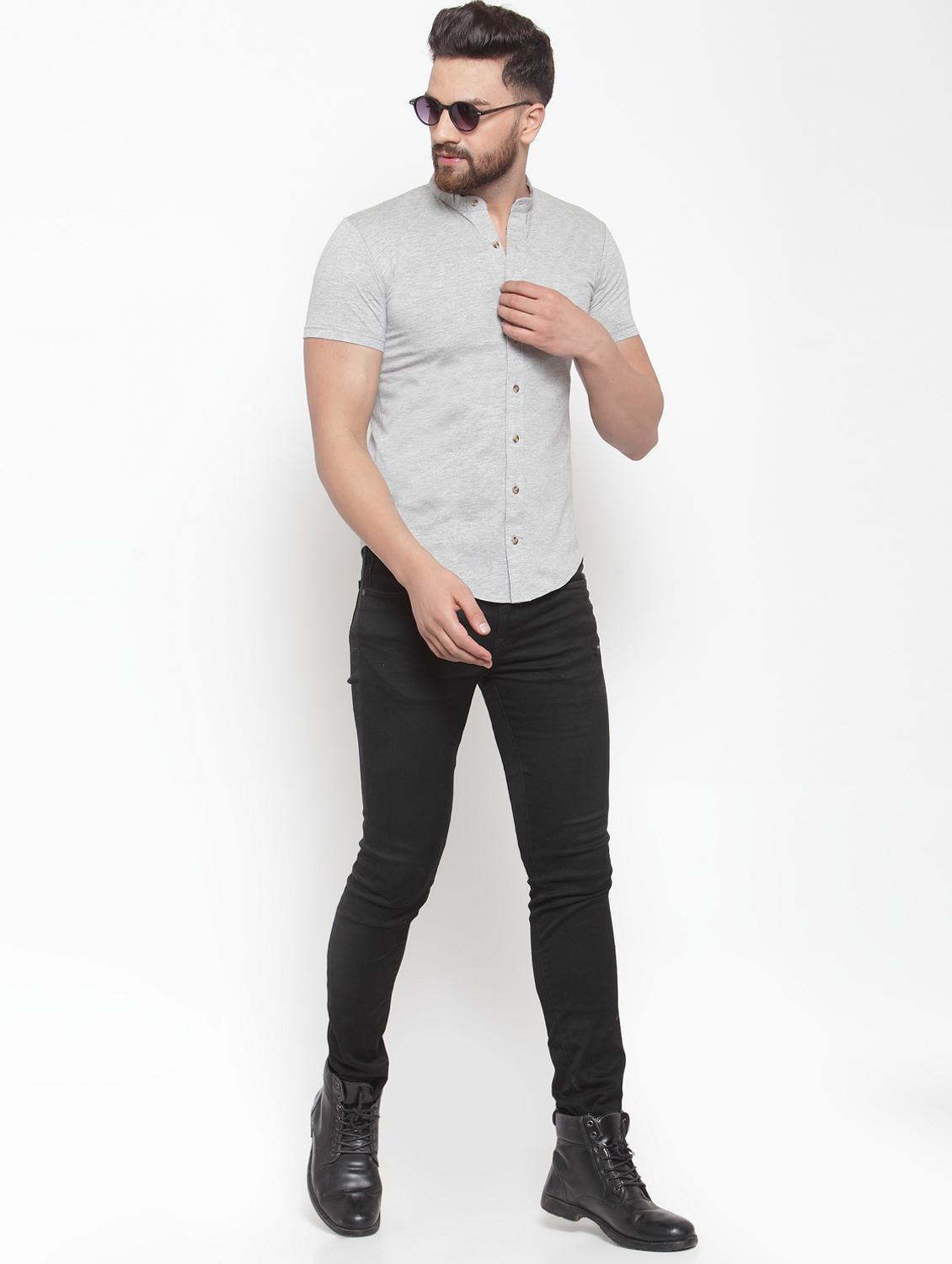 grey solid casual shirt - 16370375 - Zoom Image - 4