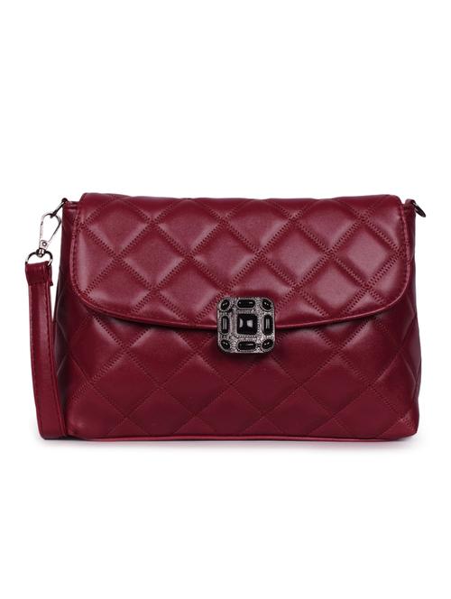 maroon leatherette (pu) regular sling bag - 16372389 - Very Small Image - 1