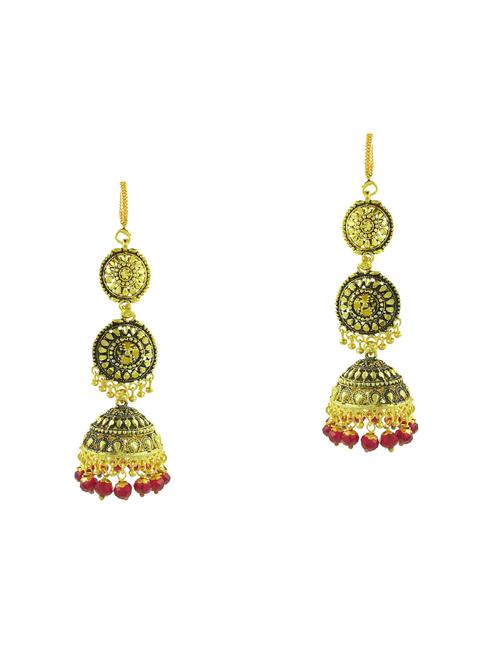 gold jhumka earring - 16373134 - Very Small Image - 1