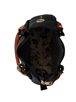black leatherette (pu) combo handbag - 16375155 - Standard Image - 4