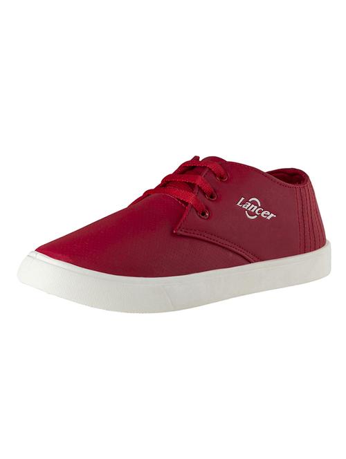 red leatherette lace up sneakers - 16375468 - Standard Image - 1