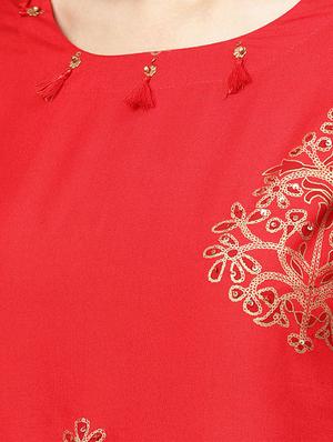 gold printed kurta with palazzo set - 16377376 - Standard Image - 4