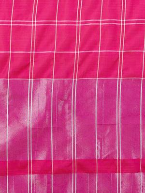 checkered printed saree with blouse - 16377897 - Standard Image - 4
