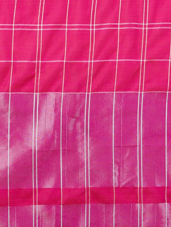 checkered printed saree with blouse - 16377897 - Zoom Image - 4