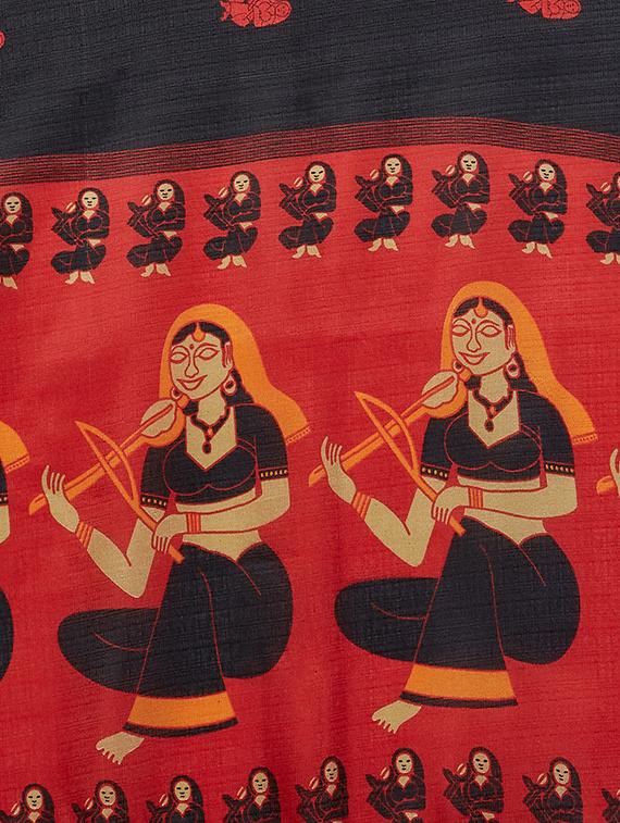 conversational printed saree with blouse - 16377899 - Zoom Image - 4