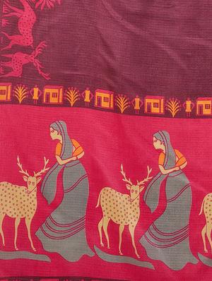 conversational printed saree with blouse - 16377915 - Standard Image - 4