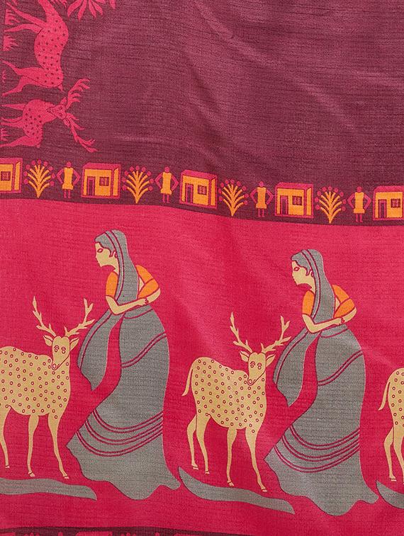 conversational printed saree with blouse - 16377915 - Zoom Image - 4