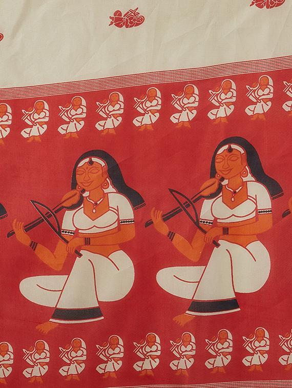 conversational printed saree with blouse - 16377920 - Zoom Image - 4
