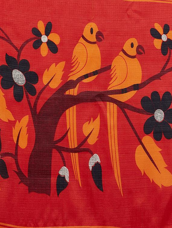 conversational printed saree with blouse - 16377922 - Zoom Image - 4