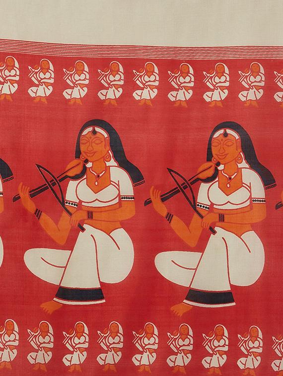 conversational printed saree with blouse - 16377924 - Zoom Image - 4