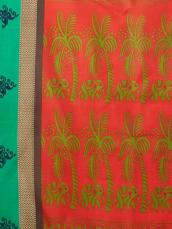 floral printed saree with blouse - 16377932 - Zoom Image - 4