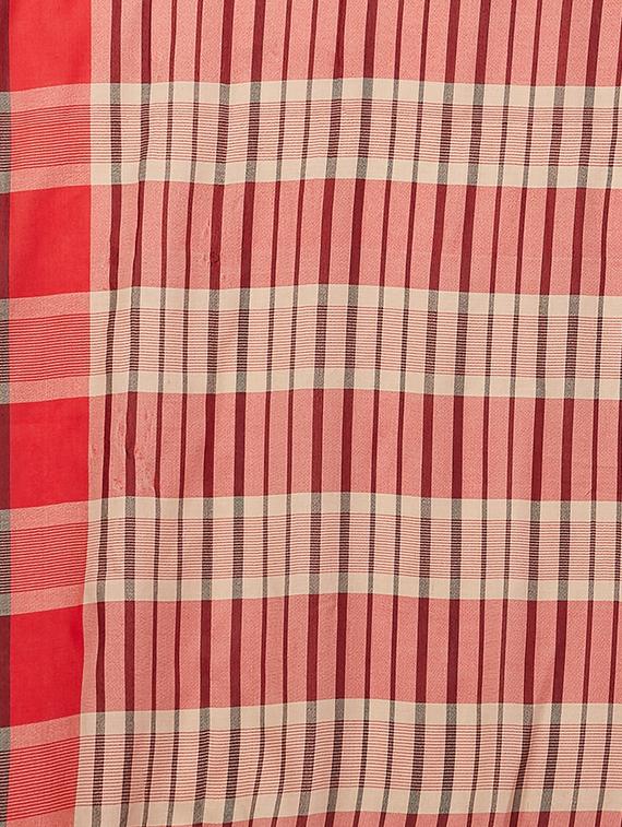 checkered printed saree with blouse - 16377940 - Zoom Image - 4
