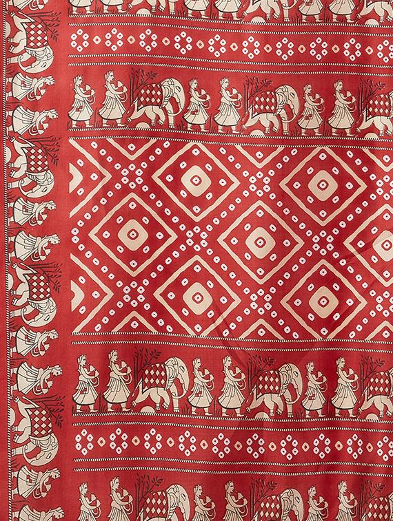 bandhani printed saree with blouse - 16377945 - Zoom Image - 4