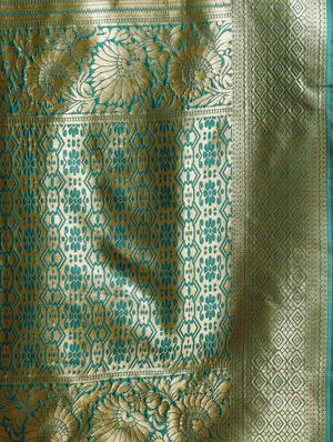 floral zari motif woven saree with blouse - 16378815 - Standard Image - 4