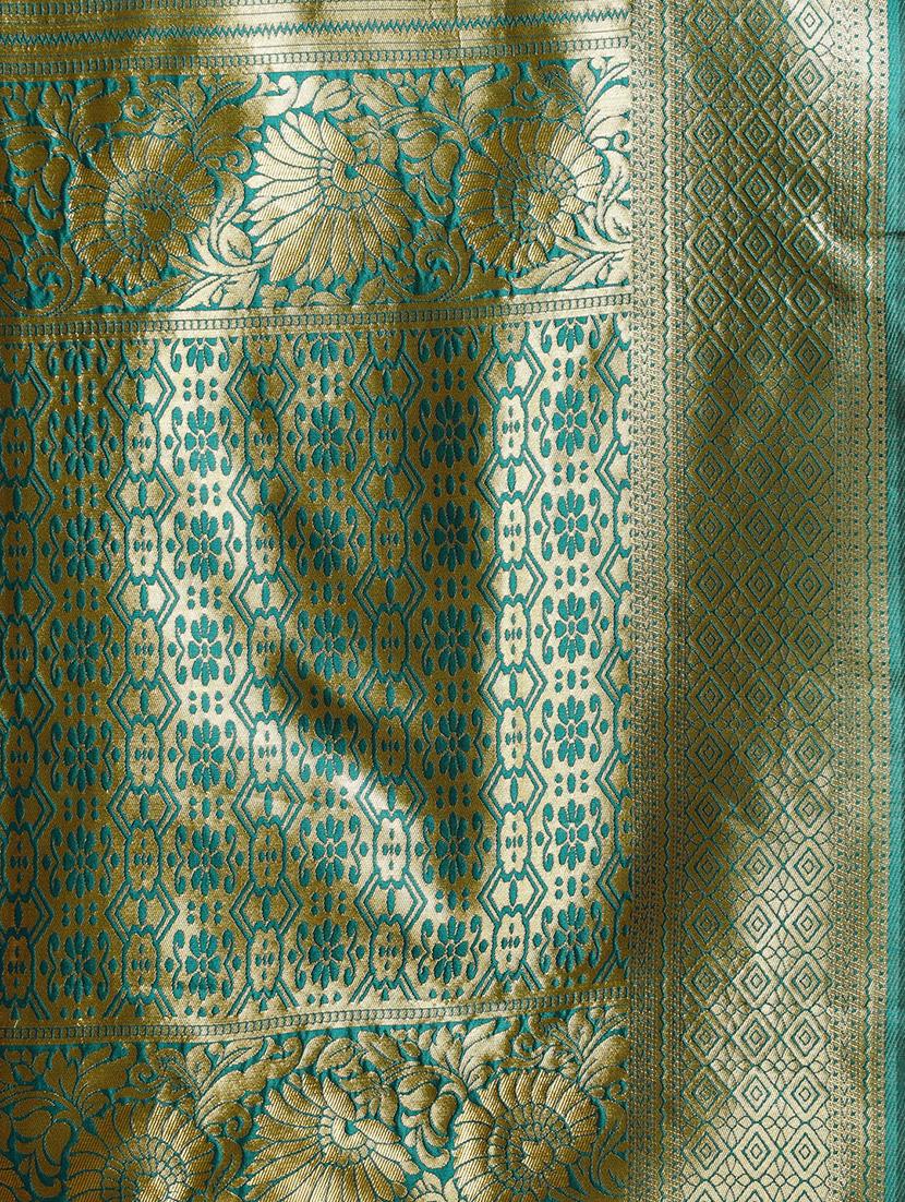 floral zari motif woven saree with blouse - 16378815 - Zoom Image - 4