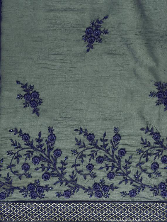 turquoise chiffon embroidered saree with blouse - 16379420 - Zoom Image - 4