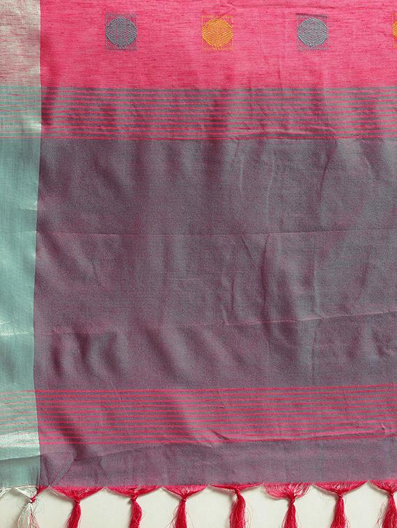 bordered woven saree with blouse - 16380816 - Zoom Image - 4