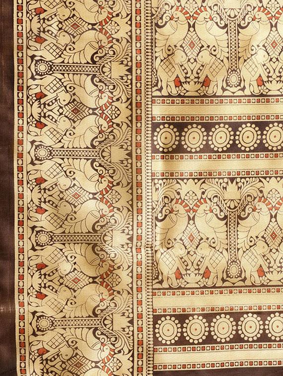 conversational printed saree with blouse - 16380819 - Zoom Image - 4