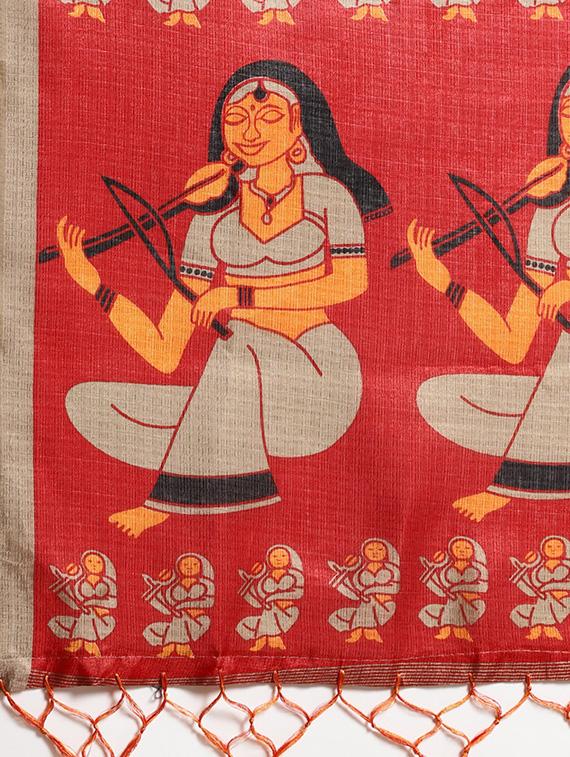 conversational printed saree with blouse - 16380833 - Zoom Image - 4