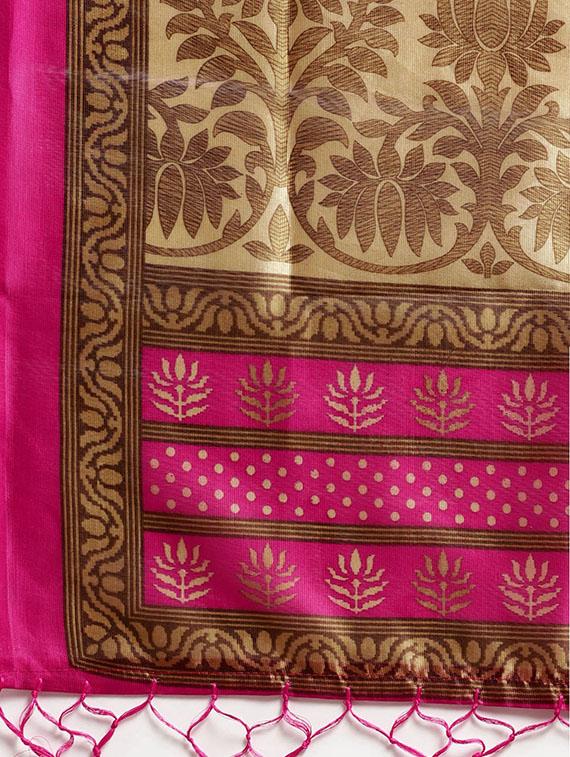 floral printed saree with blouse - 16380835 - Zoom Image - 4