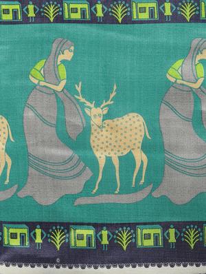 conversational printed saree with blouse - 16380837 - Standard Image - 4