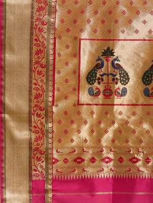 contrast woven saree with blouse - 16380843 - Standard Image - 4