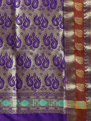 conversational woven saree with blouse - 16380845 - Standard Image - 4