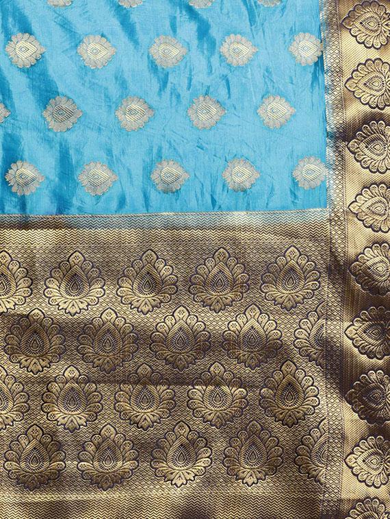 bordered woven saree with blouse - 16380847 - Zoom Image - 4