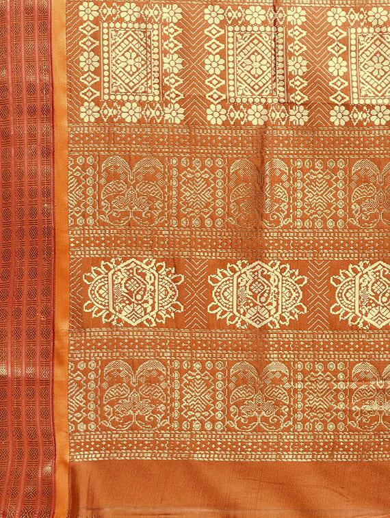 solid woven saree with blouse - 16380856 - Zoom Image - 4