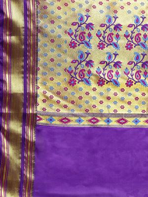 solid bordered woven saree with blouse - 16380859 - Standard Image - 4