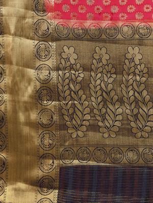 floral woven saree with blouse - 16380863 - Standard Image - 4