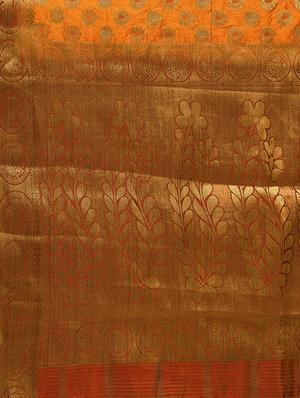 mustard silk blend woven saree with blouse - 16380866 - Standard Image - 4