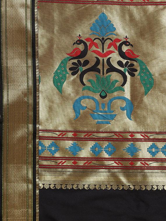 conversational woven saree with blouse - 16380869 - Zoom Image - 4