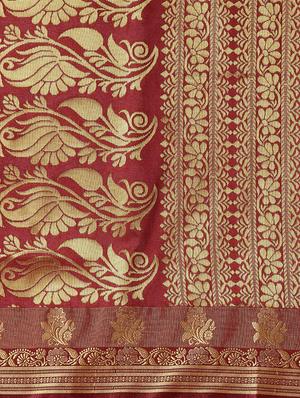 bordered woven saree with blouse - 16380873 - Standard Image - 4