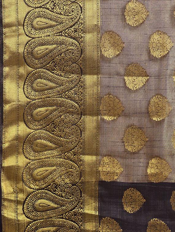paisley woven saree with blouse - 16380882 - Zoom Image - 4